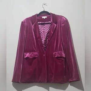 Women's Velvet Blazer - Magenta